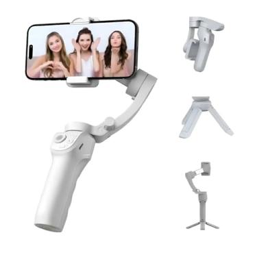 Imagem de Estabilizador de Smartphone, M01 Gimbal, 3 Eixos,Seguimento Inteligente, Compatível com DSLR e Smartphones, Bateria de Longa Duração, Design Leve e Compacto, Ideal para Vlogs, Profissional. (BRANCO)