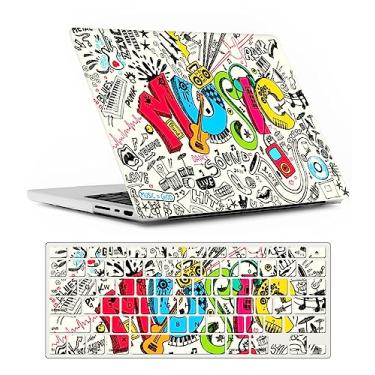 Imagem de Capa para MacBook Pro de 14 polegadas compatível com versão 2023 2021 M2 A2779 A2442 M1 Pro/Max, capa protetora de plástico rígido para laptop e capa de teclado, tema musical