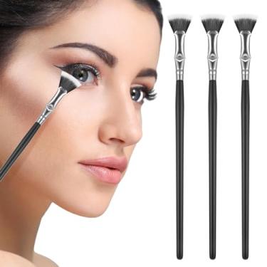 Imagem de 3 pincéis de rímel para cílios, escova profissional para cílios angulares, pincel de maquiagem para olhos com efeito de elevação natural, cílios inferiores aprimorados, cílios sem grumos