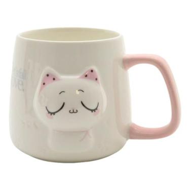 Imagem de Caneca De Cerâmica Gato Gatinho 3D 300ml Decoração Presente Aniversári