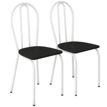 Imagem de Kit 02 Cadeiras Tubular America 004 Branco ARTEF - Artefamol, Preto