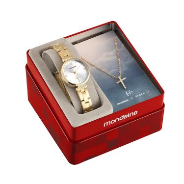 Imagem de Relogio Mondaine Feminino Ref: 32964lpmkde1 Dourado Cruz + Semijoia