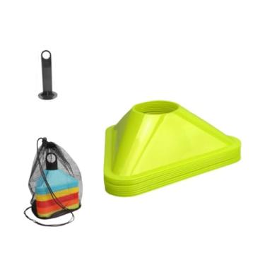 Imagem de oshhni 10 peças de cones triangulares de futebol para treinamento de agilidade de futebol com suporte marcador de campo de para gramado de, Verde