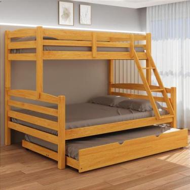 Imagem de Treliche Casal com Cama Auxiliar Cor Mel - Ideal para Espaços Pequenos