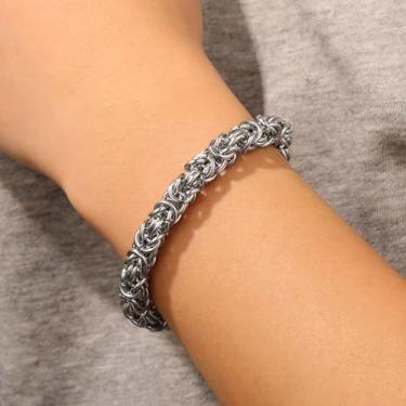 Imagem de Pulseira trançada de aço de titânio para mulheres e homens - 17 cm vintage moda moda estudante casal acessório, pulseiras personalizadas que não mancham, presentes de aniversário de Natal, joias