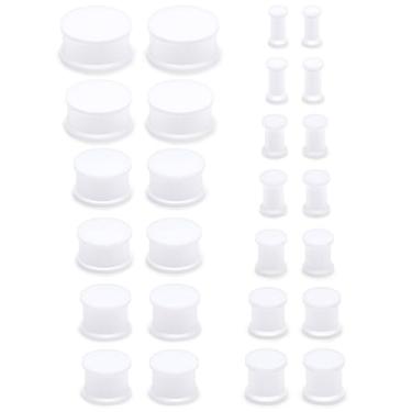 Imagem de Yaalozei Tampões de ouvido macios 8G-25 mm de silicone sólido alargador duplo alargador ocultar alargadores para orelha retentor de orelha piercing joias para mulheres homens preto branco pele tom