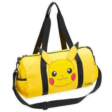Imagem de Pokemon Bolsa de viagem para crianças bolsa de ginástica noturna Pikachu Sports Football Kit Holdall Bolsa de bagagem de mão presentes para meninos, Orelhas 3D amarelas, One Size, Bolsa de ginástica