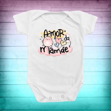 Imagem de Body de Bebê Amor da Mamãe Menina Rosa Presente Mimo Roupinha de Bebê 