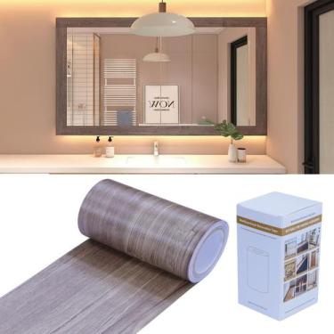 Imagem de Borda de papel de parede FEILAYS PVC de grão de madeira impermeável 15