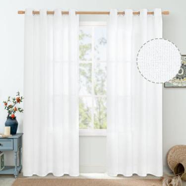 Imagem de Cortinas QUEMAS de linho branco 213x132cm com filtragem de luz