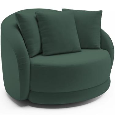 Imagem de Poltrona Decorativa Base Giratória Witta M03 Veludo Verde - Lyam Decor