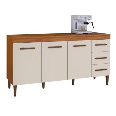 Imagem de Balcão De Cozinha Atenas 3 Portas 3 Gavetas Nature Off White