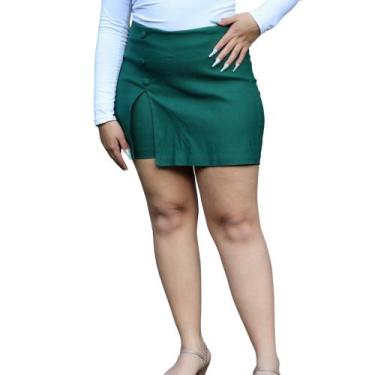 Imagem de Short Saia Com Botão e Fenda Basico Elegante Tecido Bengaline Plus Siz