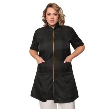 Imagem de Jaleco Feminino Oxford Malta Plus Size Preto - Gardenia Jalecos, G3