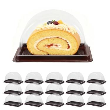 Imagem de STOBAZA Caixa Para Bolo Com 50 Unidades, Meio Rolo, Recipiente Único De Plástico Suíço Cúpula Transparente Muffin, Queijo, Pastelaria, Sobremesa, Transportadora Pessoal, Loja A Granel