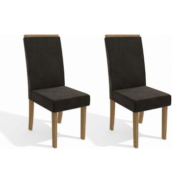 Imagem de Kit 2 Cadeiras De Cozinha 2cad142cn 2 Un Canela Suede Grafite