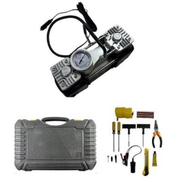 Imagem de Compressor de Ar Portátil 12V 150PSI 2 Cilindros com Maleta e Kit Ferr