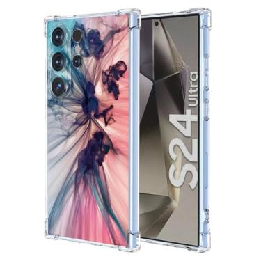 Imagem de WEIOUHR Capa para Galaxy S24Ultra Samsung S24Ultra Transparente TPU Macio Design Padrão Abstrato, Capa protetora leve resistente a arranhões, para Samsung Galaxy S24Ultra(Deep Blue Pink)