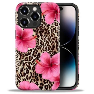 Imagem de Capa para iPhone 14 Pro Estética Padrão Bonito Fino À Prova de Choque Proteção de Corpo Inteiro para Meninas e Mulheres, Estampa de Cheetah de Leopardo P Hibisco