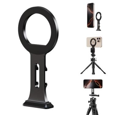 Imagem de elitehood Suporte de telefone de tripé Magsafe de alumínio, suporte de telefone compacto para tripé com placa de liberação rápida Arca Swiss e adaptador de parafuso de 1/10.2 cm, acessórios magnéticos