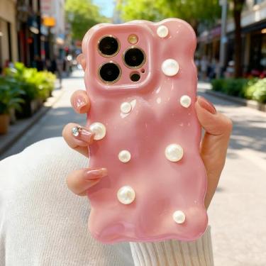 Imagem de NAOKIFU Capa para iPhone 17 Pro Max, 3D, ondulada, ondulada, fofa, macia, TPU (poliuretano termoplástico), capa protetora brilhante à prova de choque para mulheres e meninas