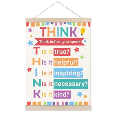 Imagem de Welshower Moldura para pôster educacional de saúde mental, mentalidade de crescimento, pense antes de falar, arte de parede, decoração para sala de aula, terapia de aconselhamento escolar, escritório