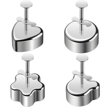 Imagem de Pacote com 4 moldes de aço inoxidável, fabricantes de bolas de arroz com urso fofo, flor, coração e designs redondos para facilitar o cozimento em prensa