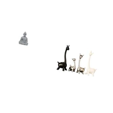 Imagem de Fenteer Estátua de Buda Girafa Sunwukong, Estatueta Criativa em Miniatura, Escultura Moderna de Cerâmica, Peça Central Colecionável para Mesa, Escritório, Hot