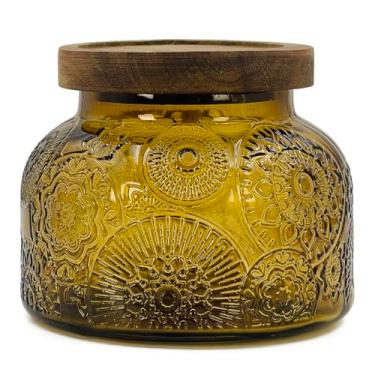 Imagem de Frasco de vidro decorativo com tampa hermética (flor âmbar, 1,134 g)