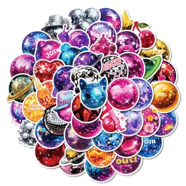 Imagem de Pacote de adesivos Disco & Planet, 50 unidades de adesivos impermeávei