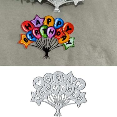 Imagem de Balões de Feliz Aniversário, Cortes de Metal, Estênceis de Corte de Metal, para Álbum de Scrapbook, Decorativo, Gravação de Papéis, Cartões