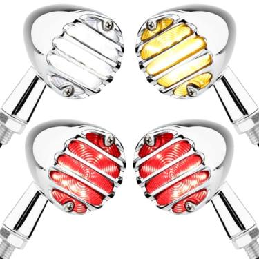 Imagem de Eagwinger Sinais de seta LED para motocicleta com luz de freio traseira ajuste universal (dianteiro cromado + traseiro)