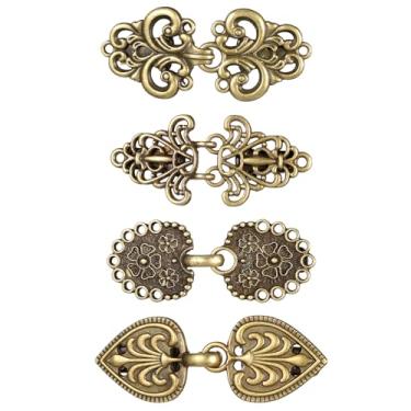 Imagem de Lnngub 4 peças de fecho de capa, fecho de manto com design de flor em redemoinho, clipes de suéter vintage para cardigãs, fechos de cardigã retrô para roupas, camisas, xaile