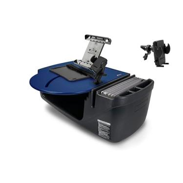 Imagem de AutoExec Mesa de carro Roadmaster para sua estação de trabalho de veículo e escritório móvel, azul, com suporte para telefone, suporte para tablet e clipe de ventilação do telefone