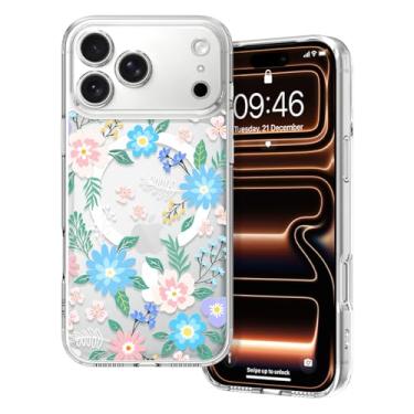 Imagem de Marphe Capa magnética para iPhone 17 Pro Max 17.5 cm transparente, estampa floral fofa compatível com Magsafe transparente proteção total à prova de choque capa de telefone rígida para mulheres e