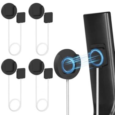 Imagem de YYILIS Suporte magnético de controle remoto de 1,8 m, pacote com 4, suporte de parede retrátil com guia ajustável e ímãs duplos N52 fortes para TV/AC/Light/Fan, Home & RV Organizer Supply