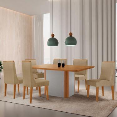 Imagem de Mesa De Jantar Isadora 180cm Tampo Mdf Laminado Turim 07 Naturale Off White