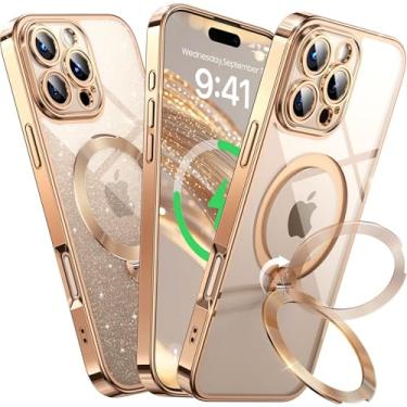 Imagem de Offical Desert Capa para iPhone 16 Pro Max com suporte giratório 360 [cartolina com glitter faça você mesmo] [apto para MagSafe] Capa polida com proteção Mil-Protection para iPhone 16 Pro Max com