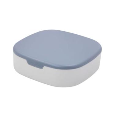 Imagem de Porta Joias Moderno, Organizador de Acessórios com Tampa Deslizante, Branco e Azul, Estilo Minimalista