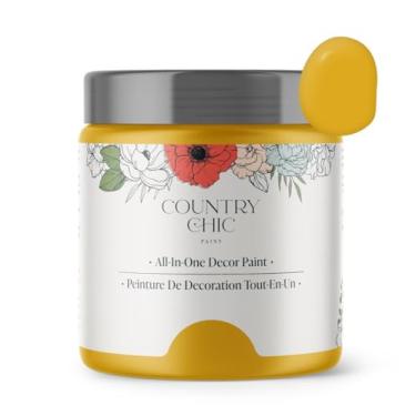 Imagem de Tinta de giz Country Chic All-in-One para móveis, armários, decoração de casa, ecológica, acabamento fosco, primer embutido e revestimento superior para madeira, metal - mostarda fresca (amarelo