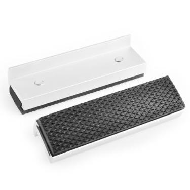 Imagem de Skweawert Mandíbulas de torno de alumínio para bancada de substituição macia 1 par de mandíbulas de torno de aço de 10 cm marcenaria torno de plástico metal almofadas de mandíbula de borracha capa