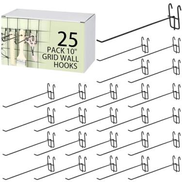 Imagem de Moxweyeni Ganchos de parede de grade de 25 cm, 25 peças, ganchos de painel de grade, organizadores de montagem na parede de garagem, ganchos de exibição de grade de armazenamento para varejo, show de