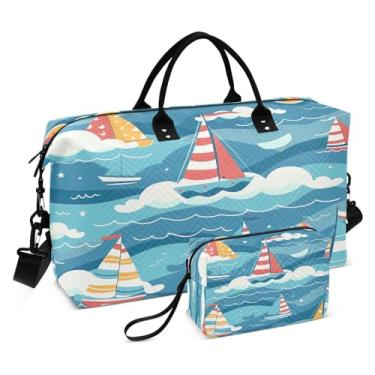 Imagem de Kigai Bolsa esportiva retrô cômica de viagem com 2 peças, bolsa esportiva para homens e mulheres, bolsa de ginástica para noite de fim de semana com bolsa de higiene pessoal