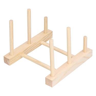 Imagem de HEEPDD Rack de Drenagem de Prato de Madeira, Organizador de Armazenamento de Louças, Design Compacto para Bancadas de Cozinha e Armários Rack de Drenagem de Prato de Madeira, Necessidades Diárias