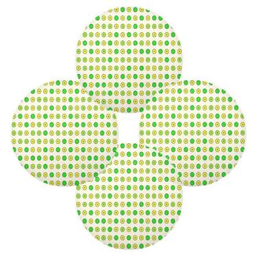 Imagem de Wassud Jogo americano conjunto de 4 tapetes de mesa redondos com círculos verdes para cozinha e jantar, lavável, resistente ao calor, decoração de mesa 39 cm