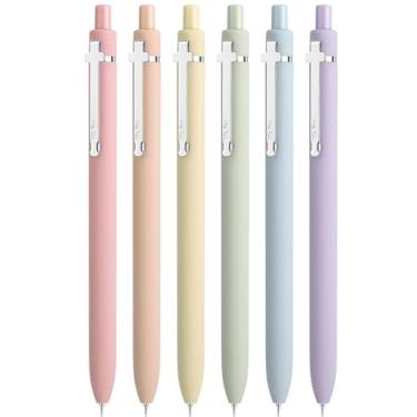 Imagem de Mr. Pen - Canetas de gel retráteis, pacote com 5, canetas de gel de tinta preta ponta fina de 0,5 mm, barril de cor pastel com clipes dourados, secagem rápida, canetas retráteis, canetas de tinta gel,