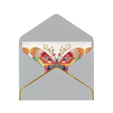 Imagem de SKKNT Cartões comemorativos bordados com estampa de borboleta colorida para todas as ocasiões, convites de festa de aniversário de casamento, 12,7 x 15,2 cm