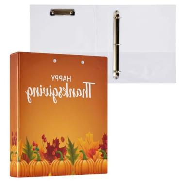 Imagem de STAYTOP Organizador de fichário redondo Happy Thanksgiving com 3 anéis com prancheta (carta A4), fichário fofo para material de escritório escolar