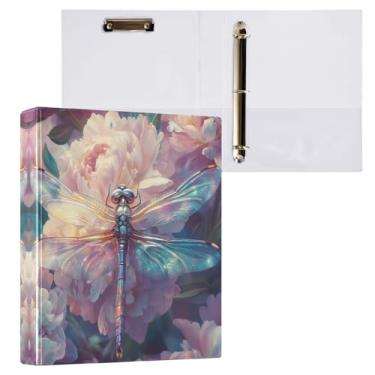 Imagem de STAYTOP Organizador de fichário redondo de flores silvestres e libélulas, fichário de 3 anéis com prancheta (carta A4), fichário fofo para material de escritório escolar