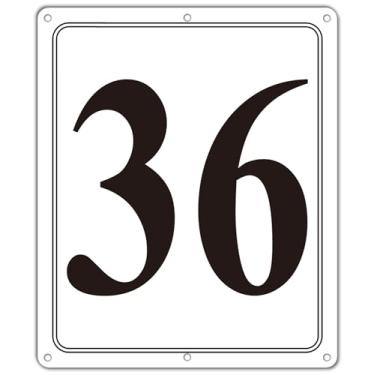 Imagem de i-CowFun Placa numerada de metal premium ao ar livre, refletiva 30,5 cm x 25,4 cm grandes placas numéricas de alumínio 36 para estacionamento, quadra de tênis, campo, armazém, corredor, edifício, doca